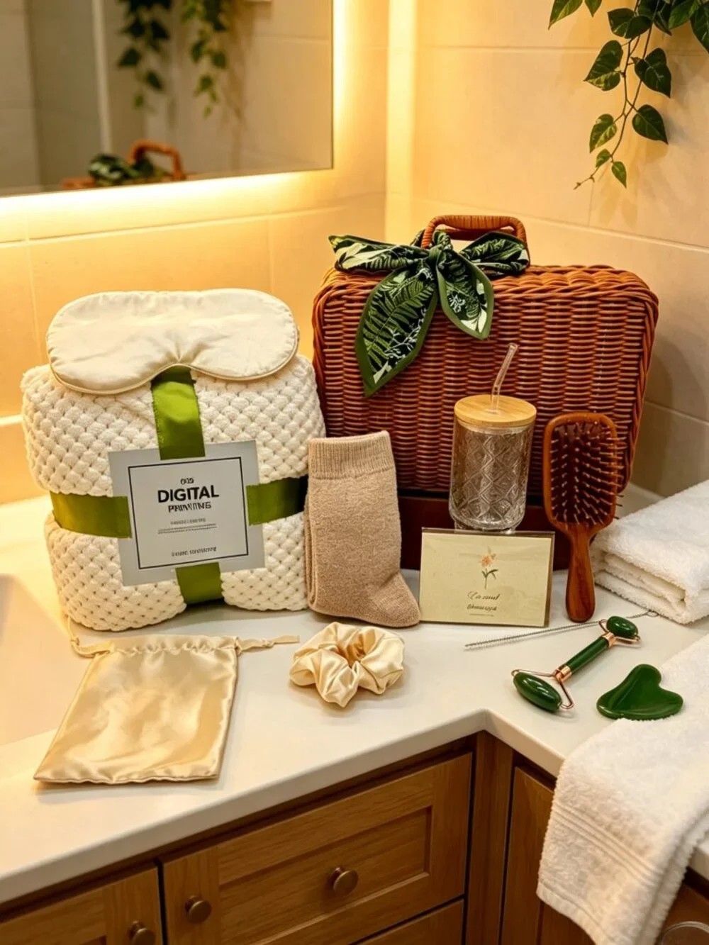 Self Care Spa Gift Set with Woven Basket(1 Pack)